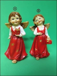 Anjel s darčekom červený (A,B) - 15 cm