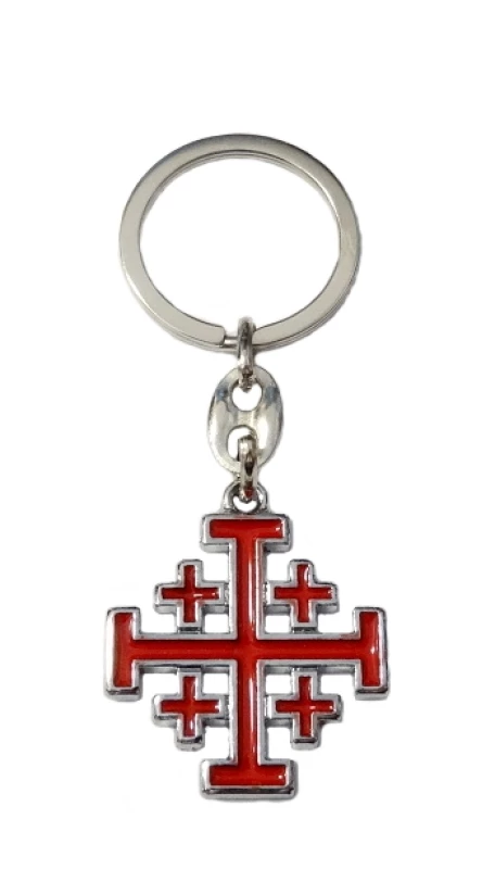 Kľúčenka kov. (KP013NS) Jeruz. kríž - červená