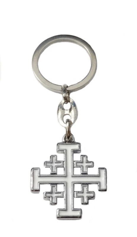 Kľúčenka kov. (KP013NS) Jeruz. kríž - biela