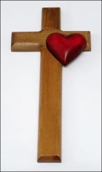 Kríž drev. (LK10-H) srdiečko - bordové