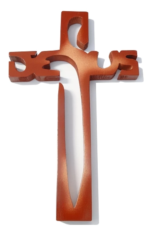 Kríž drev. JESUS (221) červ. melír