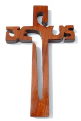 Kríž drev. JESUS (221) mahagón