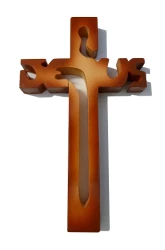 Kríž drev. JESUS (243) melír