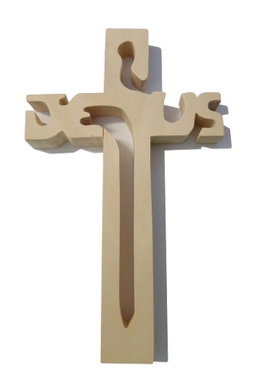 Kríž drev. JESUS (243) prírodný