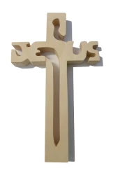 Kríž drev. JESUS (243) prírodný