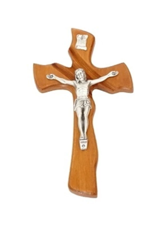 Kríž drev. mašľový s korpusom (010) - hnedý