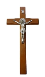 Kríž drev. s Bened. med. (KVZ003) 26 cm - hnedý