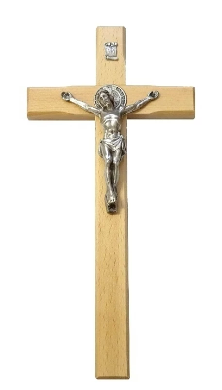 Kríž drev. s Bened. med. (KVZ004) 32 cm - prírodný