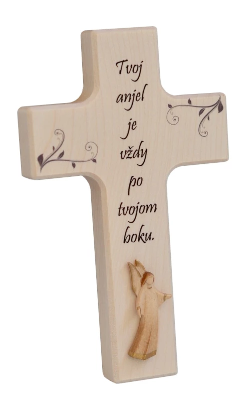 Kríž drev. s textom a anjelom (N481/K/SK)