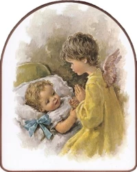 Obraz na dreve (ODDZ004) - Dieťa s anjelom