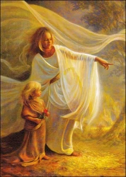 Obraz na dreve: Anjel a dieťa (30x20)