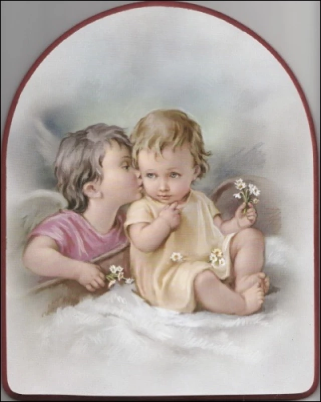 Obraz na dreve: Anjel s dieťaťom (476) (25x20)