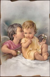 Obraz na dreve: Anjel s dieťaťom (15x10)