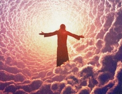 Obraz na dreve: Ježiš v oblakoch (40x30)