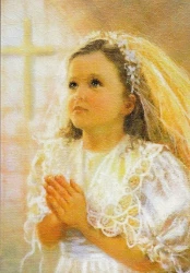 Obraz na dreve: Modliace sa dievča (15x10)