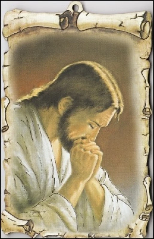 Obraz na dreve: Modliaci sa Ježiš (2305-1) (15x10)
