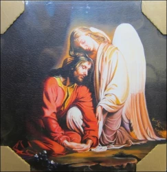 Obraz na dreve: Pán Ježiš a anjel (40x40)