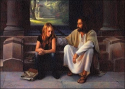 Obraz na dreve: Pán Ježiš a tínedžerka (40x30)