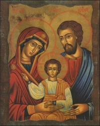 Obraz na dreve: Svätá rodina - ikona / Z (25x20)