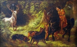 Obraz na dreve: Svätý Hubert (25x40) - patrón poľovníkov