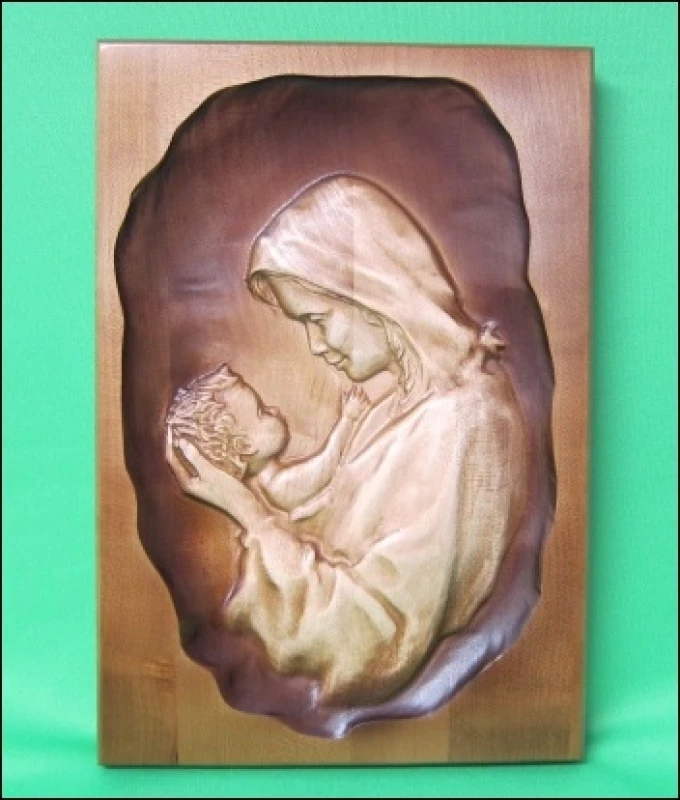 Obraz: drevorezba - Panna Mária s Ježiškom (DR-20F)