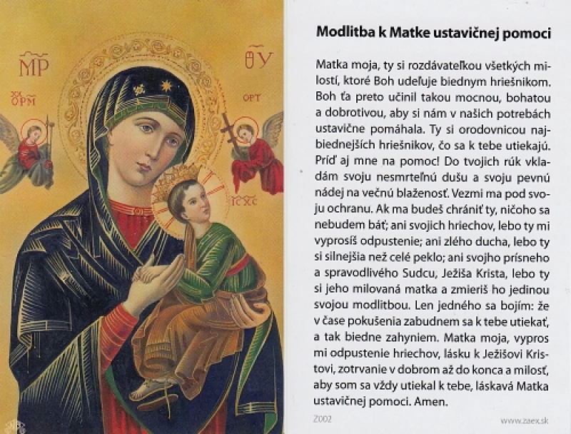 Obrázok lam. (Z002) Modlitba k Matke ustavičnej pomoci