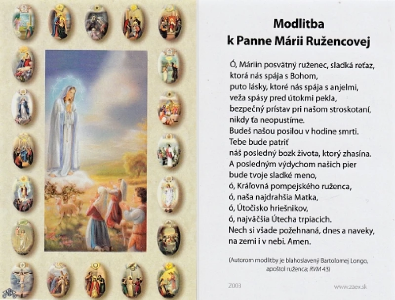 Obrázok lam. (Z003) Modlitba k Panne Márii Ružencovej