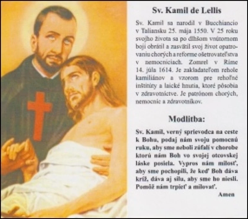 Obrázok s modlitbou: Sv. Kamil de Lellis / Ben.