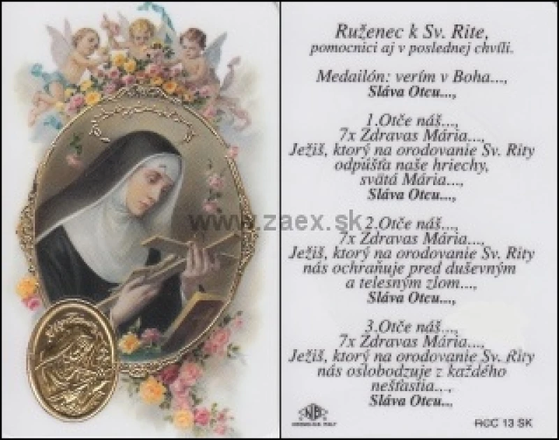 RCC kartička - Svätá Rita - ruženec (RCC13SK)