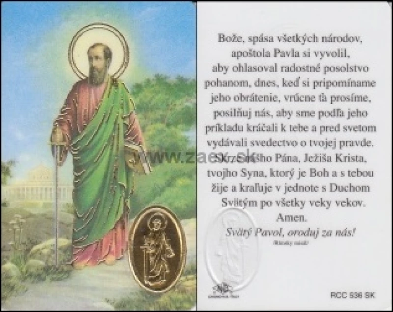 RCC kartička s modlitbou k sv. Pavlovi (RCC536SK)