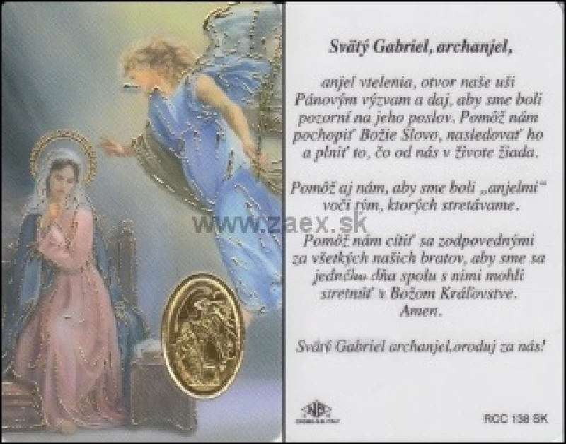 RCC kartička s modlitbou k sv. Gabrielovi archanjelovi (RCC138SK)