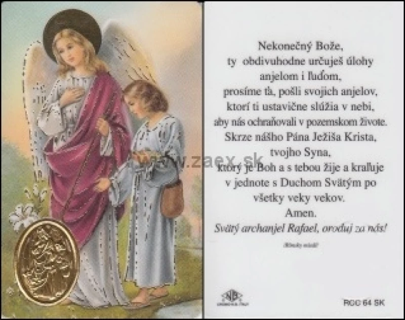 RCC kartička s modlitbou k sv. Rafaelovi archanjelovi (RCC64SK)