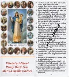 Záložka lam.: Pätnásť prisľúbení Panny Márie tým, ktorí sa modlia ruženec / JH