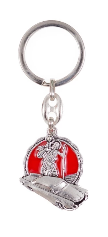 Kľúčenka kov. (K3027) sv. Krištof - červená