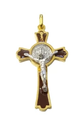 Prívesok zlatý (K0235) Benediktínsky krížik - hnedý