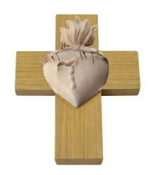 Drevorezba: Srdce na kríži / JC - dub
