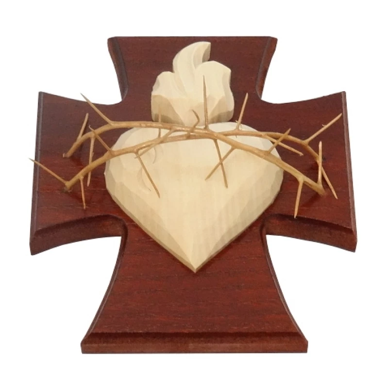Drevorezba: Srdce na kríži (č.6) - mahagónový