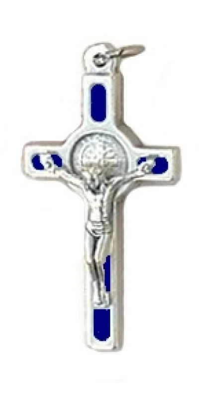 Prívesok kov. (4183-OX) Benediktínsky krížik - modrý