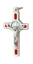 Prívesok kov. (4183-OX) Benediktínsky krížik - červený