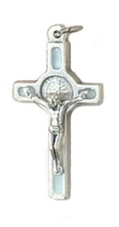 Prívesok kov. (4183-OX) Benediktínsky krížik - biely