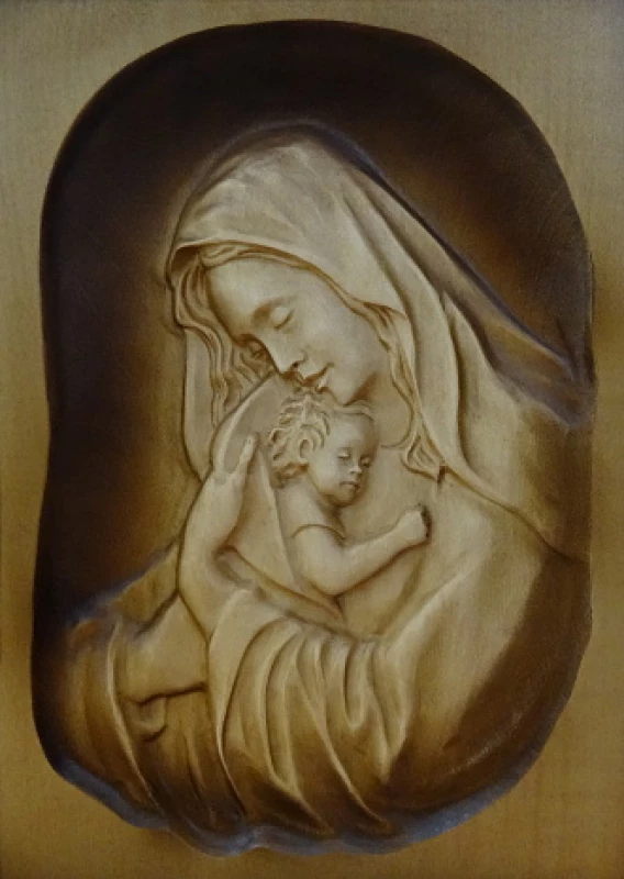 Drevorezba: Obraz - Panna Mária s Ježiškom (DR-36F)