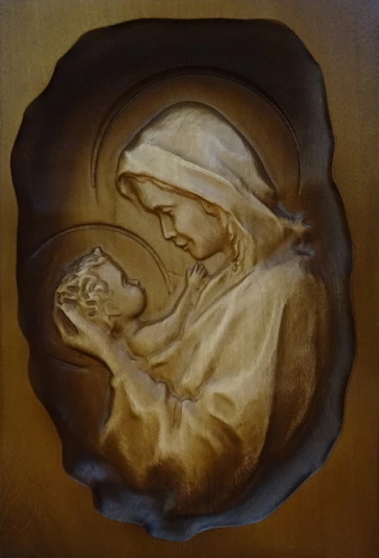 Drevorezba: Obraz - Panna Mária s Ježiškom (DR-20F)
