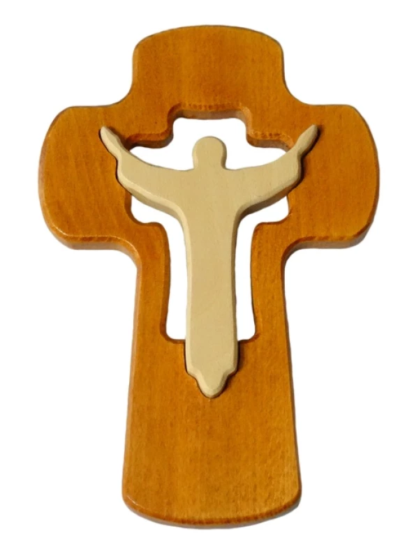 Drevorezba: Kríž s korpusom (KDZ014) - hnedý