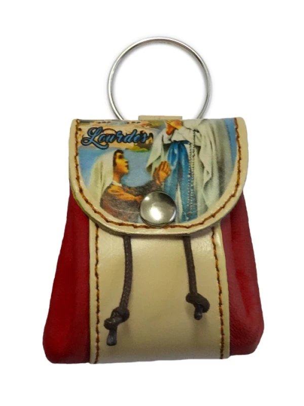 Kľúčenka kožené vrecko (12/115) Lourdes - bordová