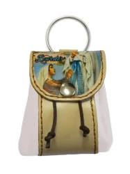 Kľúčenka kožené vrecko (12/115) Lourdes - biela