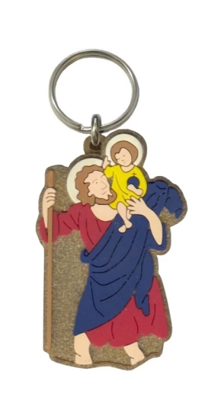 Kľúčenka gum. (1532-0305A) Sv. Krištof - zlatá