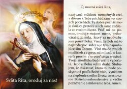 Obrázok s modlitbou (LV25) Sv. Rita