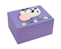 Krabička drevená so zvieratkom (K) - fialová