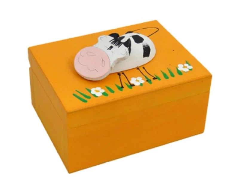 Krabička drevená so zvieratkom (K) - oranžová