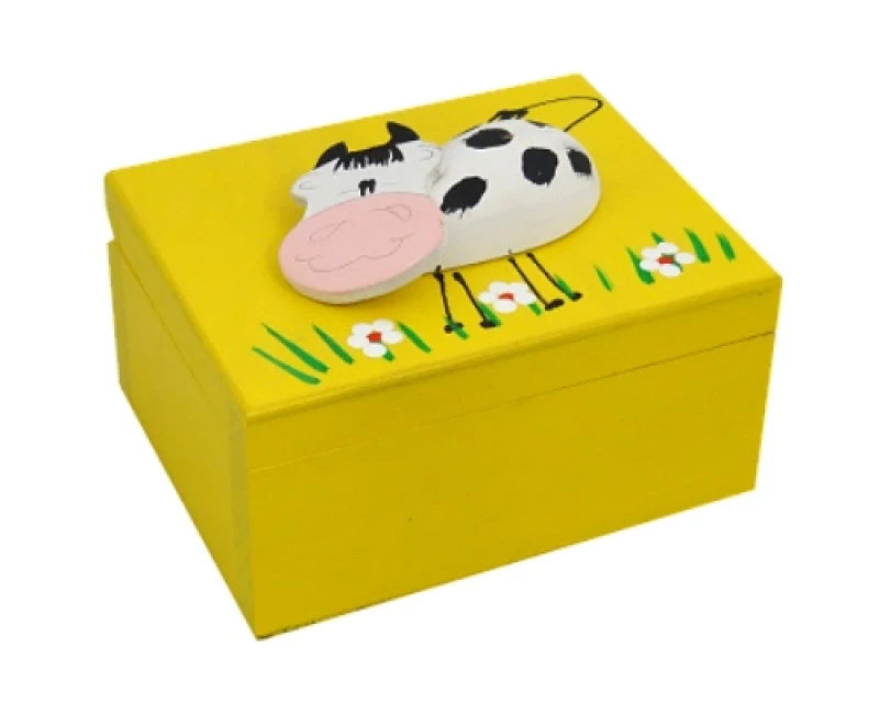 Krabička drevená so zvieratkom (K) - žltá